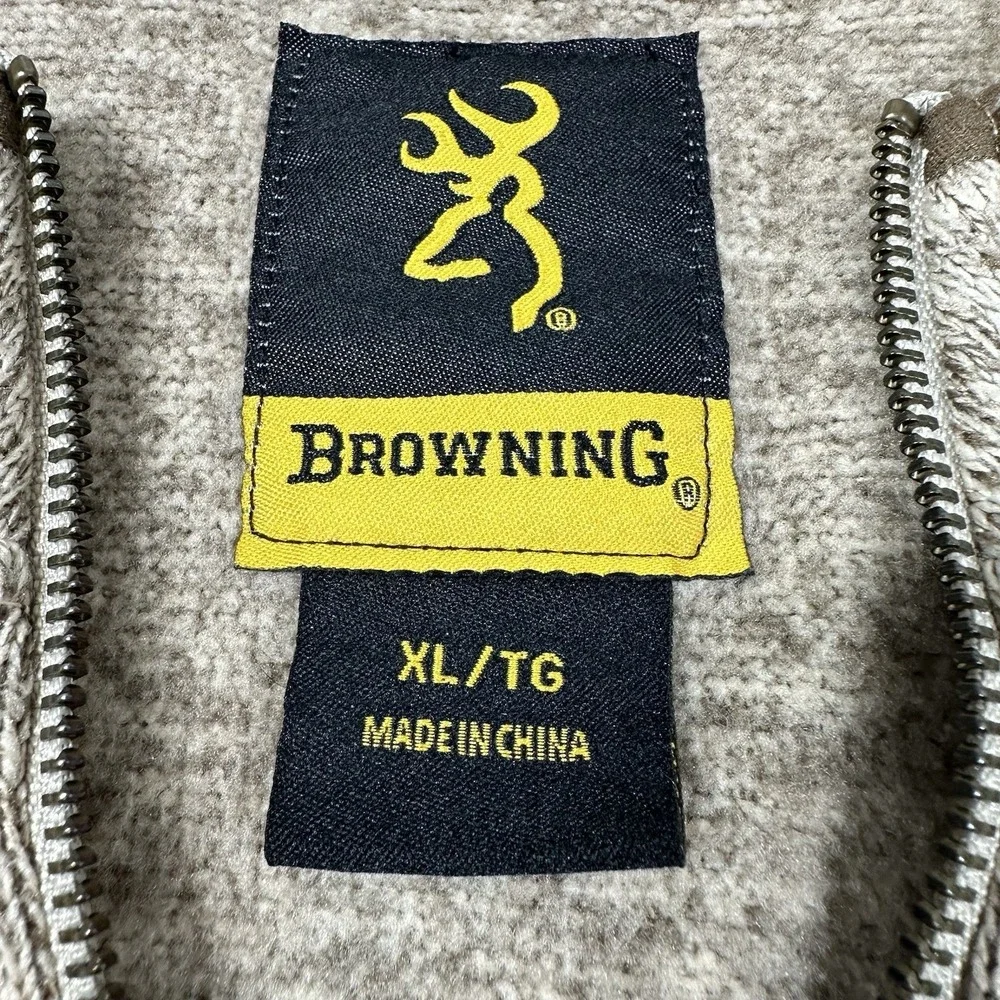 Browning Mens XL Jaxon Brown 1/4 Zip Pullover Outdoor Hunting Warmer Pocket
